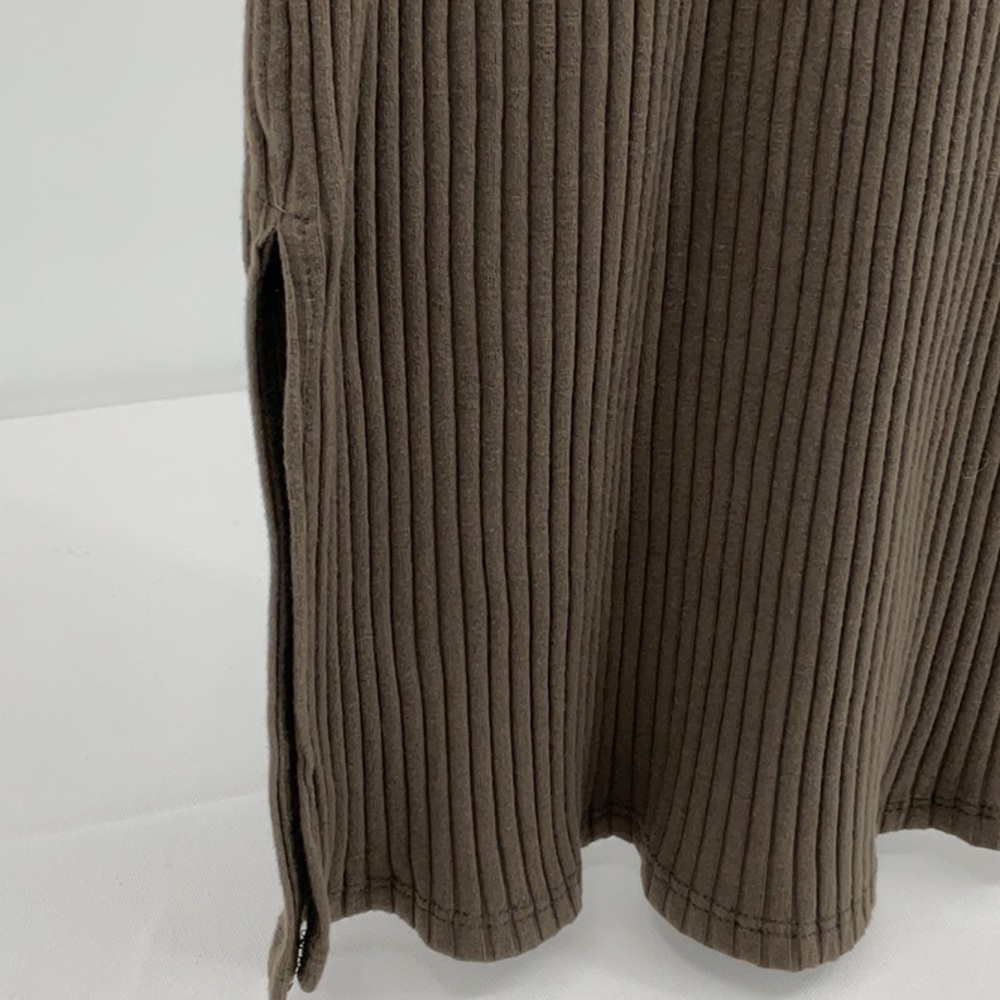 Everly Body Contour Dress Ribbed Twisted Front Olive Green Medium Midi Dress - Picture 5 of 10